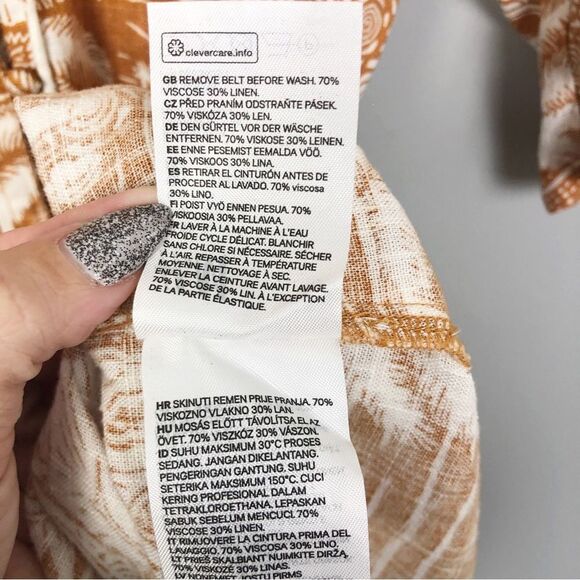 DESMOND & DEMPSEY x H&M | Landscape Caftan Midi Dress Belted Women’s Size Large - Picture 14 of 15